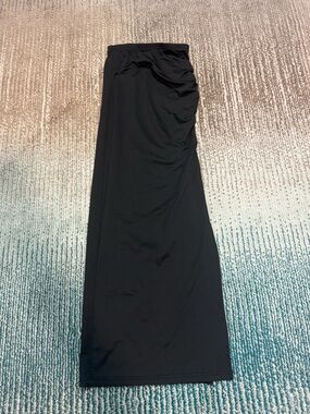 SHEIN Essnce Black Ruched Side Slit Maxi Skirt XXS